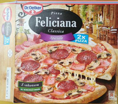 Pizza z szynką, pieczarkami i salami, głęboko mrożona. Feliciana