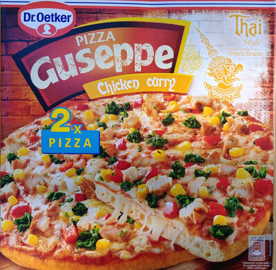 Pizza Guseppe z kurczakiem w przyprawie masala i curry, głęboko mrożona. Dr. Oetker