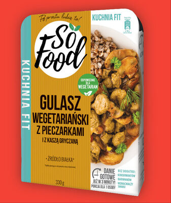 Gulasz wegetariański z pieczarkami i kaszą grzyczaną So Food