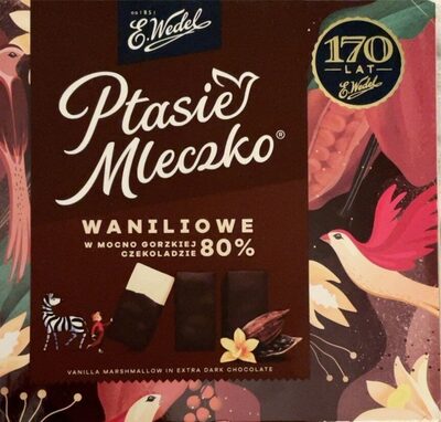 Ptasie Mleczko waniliowe w mocno gorzkiej czekoladzie 80% E. Wedel