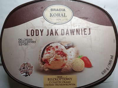 Lody Jak Dawniej Smak Biszkoptowy z Ciasteczkami i Sosem Truskawkowym Bracia Koral