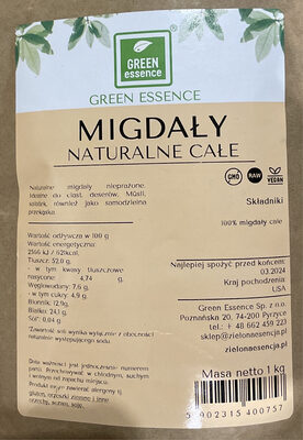 Migdały naturalne całe Green Essence