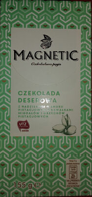 Czekolada deserowa z nadzieniem o smaku pistacjowym z kawałkami migdałów i orzechów pistacjowych Magnetic