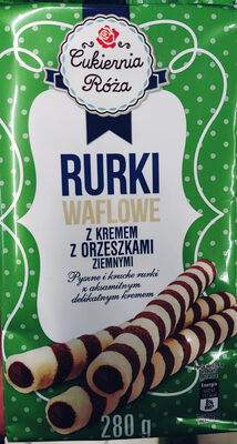 Rurki waflowe z kremem z orzeszkami ziemnymi (60%). Dr Gerard