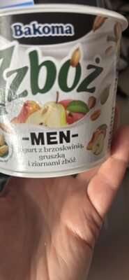 7 zbóż MEN jogurt z brzoskwinią, gruszką i ziarnami zbóż Bakoma