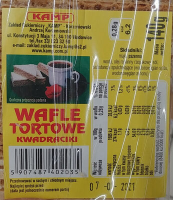 Wafle tortowe kwadraciki KAMP