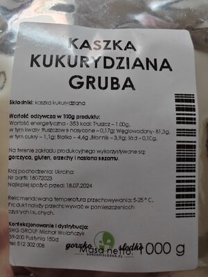 Kaszka kukurydziana gruba GorzkoiSłodko
