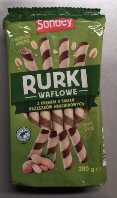 Rurki waflowe z kremem o smaku orzeszków arachidowych Sondey