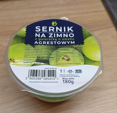 Sernik na zimno z galaretką o smaku agrestowym