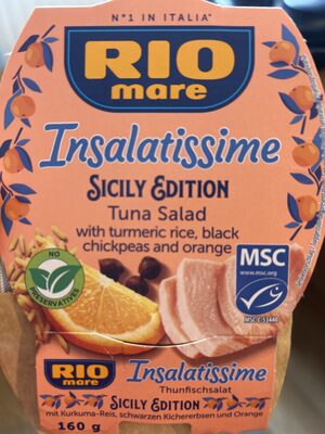 Tuna Salad with turmeric rice, black chickpeas and orange RIO mare