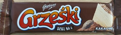 Wafel przekładany kremem kakaowym dziel na 6 Grześki