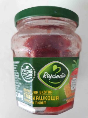 Konfitura ekstra truskawkowa słodzona miodem Rapsodia