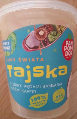 Zupa tajska z curry, pędami bambusa i liśćmi kaffir Pan pomidor